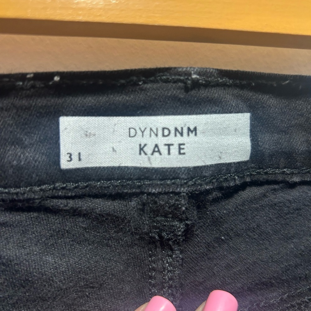 DYNDNM KATE, size 31, black distressed jeans, skinny leg, stretchy - Picture 5 of 6